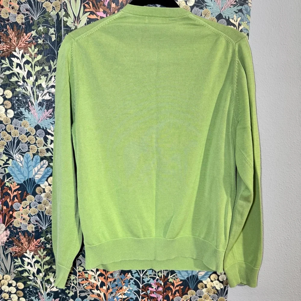 Brooks Brothers 346 Silk Cotton V‑Neck Sweater M Men’s Green.Preppy/minimalist